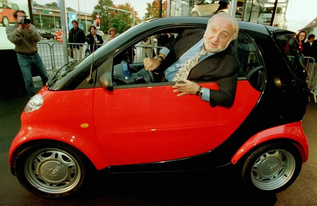 Nicolas G. Hayek in his Smart car